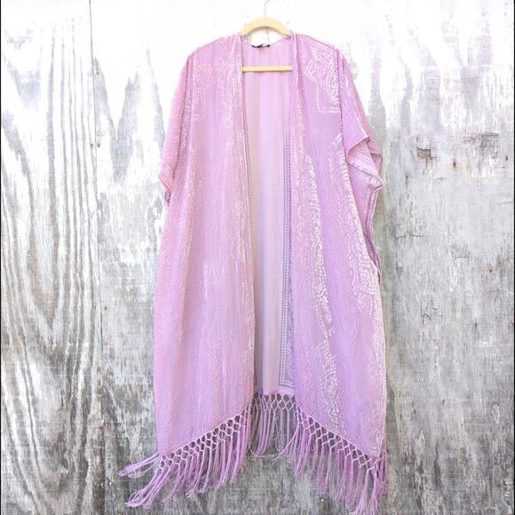 Torrid Velvet Lavender Pearl Burnout Kimono SoftGirl Gypsy Boho Women's 1X/2X - Picture 1 of 10